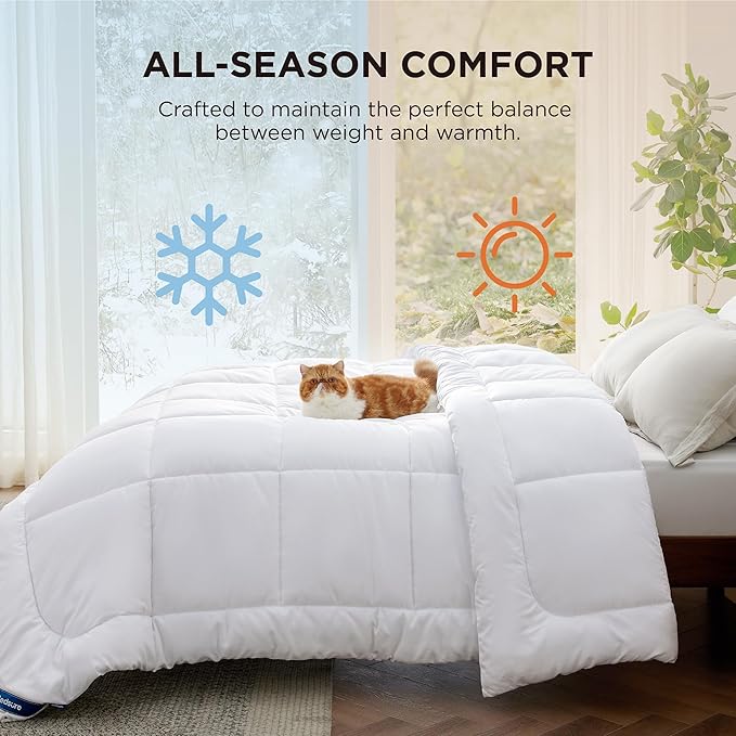 Bedsure Comforter Duvet Insert - Quilted Comforters Cal King Size, All Season Duvet, GentleSoft Down Alternative Bedding Blanket, with 8 Tabs, Gifts for Women/Men, White, California King 96X102 Inches