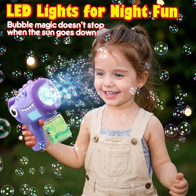 Toys for Ages 3-8 Boys Girls: Yunaking 2 Pack Bubble Machine Gun for Kids Rechargeable with Bubble Solutions, Kids Toys Gifts for 3 4 5 6 7 8 Years Old Boy Girl Birthday Toy for Kid Toddlers Ages 4-6