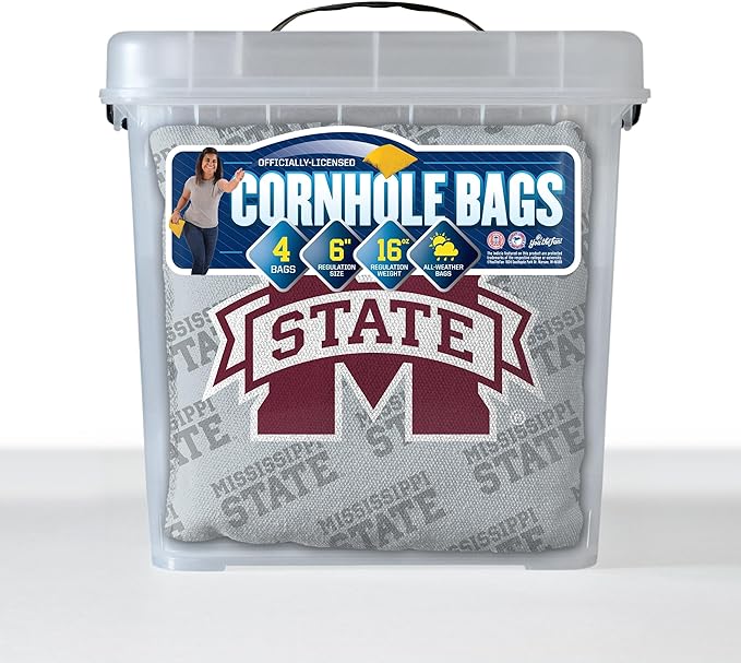 YouTheFan Officially-Licensed NCAA Set of 4 Cornhole Bags - All Weather Regulation 6” x 6” Size - 16oz Weight - Designed in USA