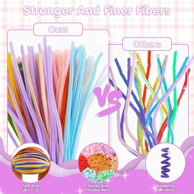 1000 Pcs Halloween Pipe Cleaners Craft-20 Assorted Colors Pipe Cleaners Bulk, Chenille Stems Art Supplies for Projects Creative DIY Room Decor, Art&Craft Christmas DIY Projects
