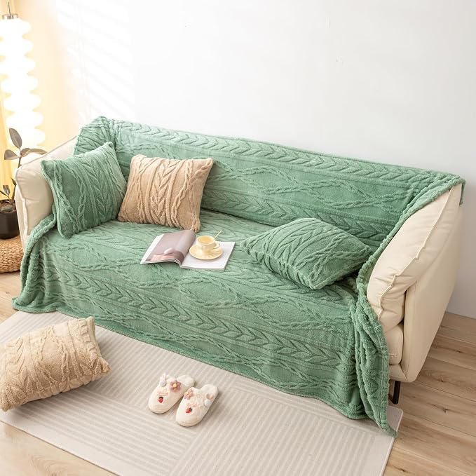 YUSOKI Sherpa Fleece Queen Size Blanket, Sage Green, 90"x90" | 3D Stylish Design,320GSM, Non-Shedding, Lightweight for All Season Use, stays fluffy after repeated washes, Perfect Gifts