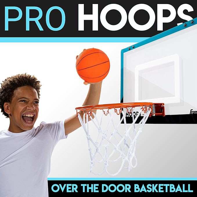 Franklin Sports Mini Basketball Hoops-Indoor Over The Door Mini Hoop+Basketball Sets-Perfect Accessory for Bedroom+Office