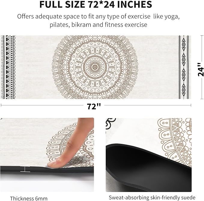 nuveti Yoga Mat Print Extra Thick TPE Non Slip Fitness Exercise Mat with Carrying Bag,72"x24" Extra Thick 6MM Exercise & Workout Mat for Yoga, Pilates Fitness and Floor Exercises