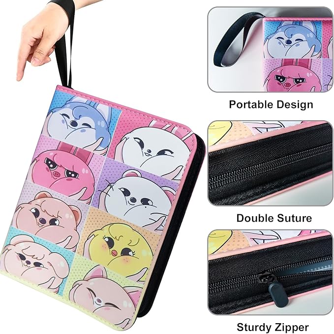 Kpop Photocard Binder for Kpop Photocards,4 Pocket with 50 Sleeves up to 400 Cards Cute Photo Album for Fans Boys and Girls