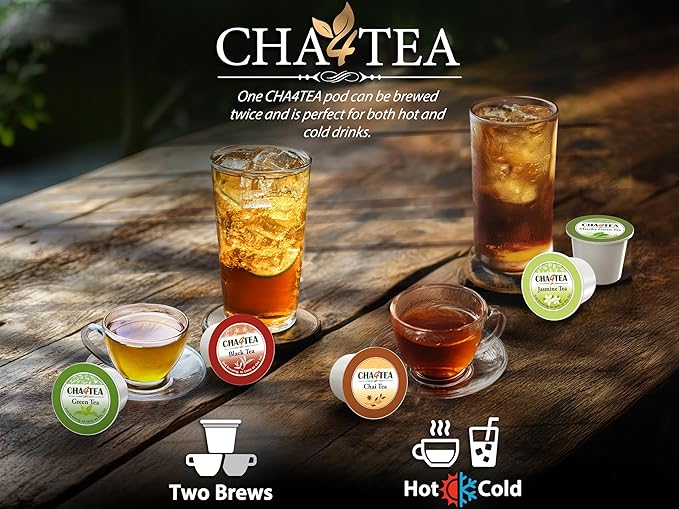 Cha4TEA 100-Count Variety Pack Tea, Compatible with Keurig Brewers, Includes Green, Black, Jasmine, Earl Grey, English Breakfast, Oolong, Peppermint, Matcha Green & 2 Seasonal Select Tea