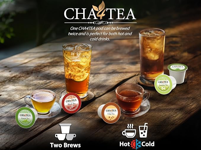 Cha4Tea 36-Count Premium Ice Black Tea K-Cups, Unsweetened Brew Over Ice Tea Pods Compatible with Keurig 2.0, Bold & Full-Bodied Single Serve Tea
