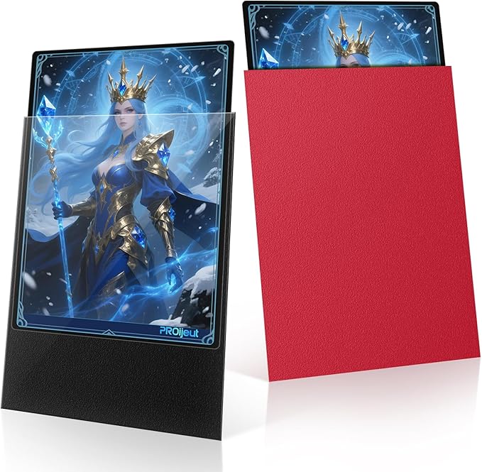 200 Pack Card Sleeves, Matte Dual Trading Card Sleeves with Opaque Back & Smooth Shuffle, Tear Resistant Card Protectors for MTG, TCG and Game Cards (Angry Red)