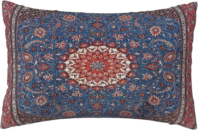 Antique Persian Rug Vintage Blue Print Pillow Covers Decorative Lumbar Throw Pillowcase 12x20 Inch Couch Cushion Cover for Home Decor Living Room Bedroom College Dorm Bed Car Sofa