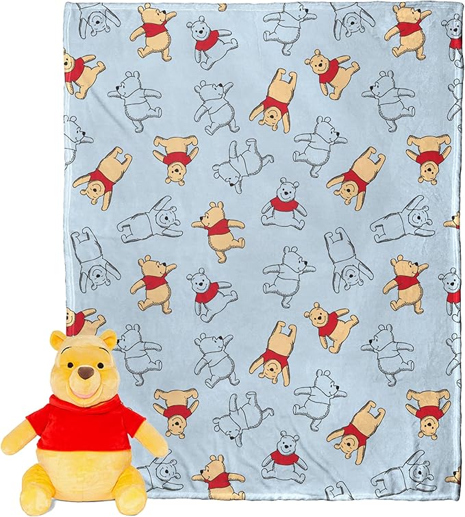 Northwest Character Hugger Pillow & Silk Touch Throw Blanket Set, 40" x 50", Winnie The Pooh - Favorite Bear