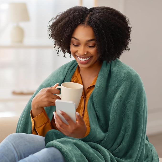 Utopia Bedding Soft Fleece Bed Blanket Queen Size Celadon (90x90 Inch) | Microfiber Plush Warm Lightweight Breathable Cozy Blanket Anti-Static, All Season Use, Gift for Women and Men