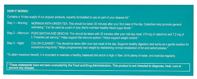 Hyleys Detox Tea for Cleanse and Weight Loss – 14 Day Detox Kit with 42 Tea Bags – Natural Moringa, Matcha, Senna – Supports Colon Cleanse, Digestion, and Metabolism – Mango, Lemon, Ginger, Mint, Blackberry, Cranberry Flavors