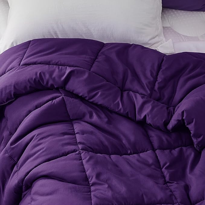 Bedsure Comforter Duvet Insert - Quilted Comforters Twin XL Size, All Season Duvet, GentleSoft Down Alternative Bedding Blanket, with 8 Tabs, Gifts for Women/Men, Purple, Twin XL 92 x 68 Inches