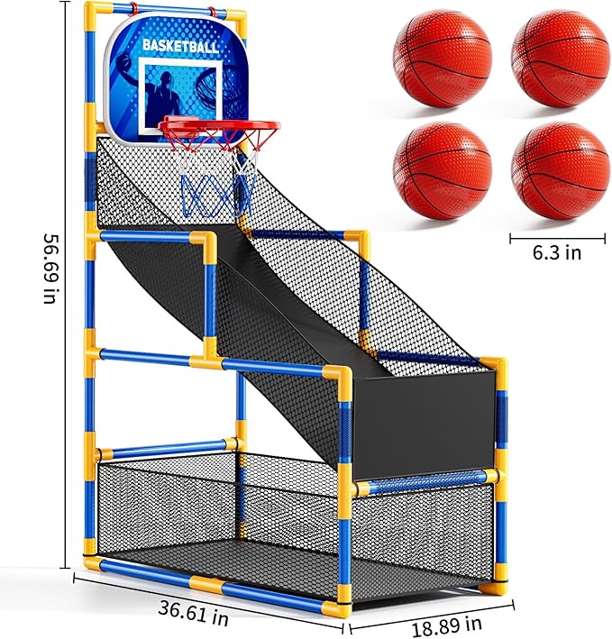 Arcade Basketball Game Set for Kids 3-12 Years Old, Kids Basketball Hoop with 4 Balls & Pump, Indoor Outdoor Sports Play Toys, Basketball Games Toys, for Boys Girls Teens