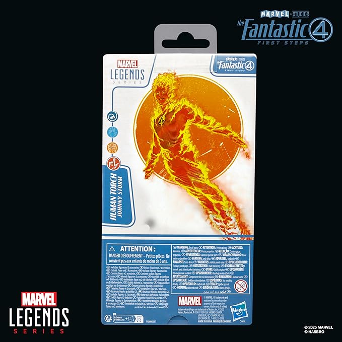 Marvel Legends Series Human Torch, The Fantastic Four: First Steps Johnny Storm Movie Collectible 6 Inch Action Figure Toy