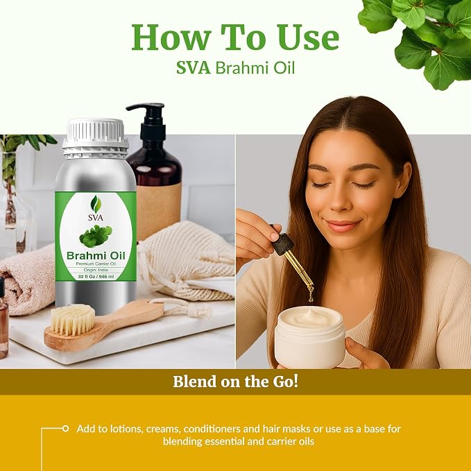 SVA Brahmi Oil - 32 Fl Oz - for Face, Skin Care, Hair Care, Scalp Massage & Body Massage
