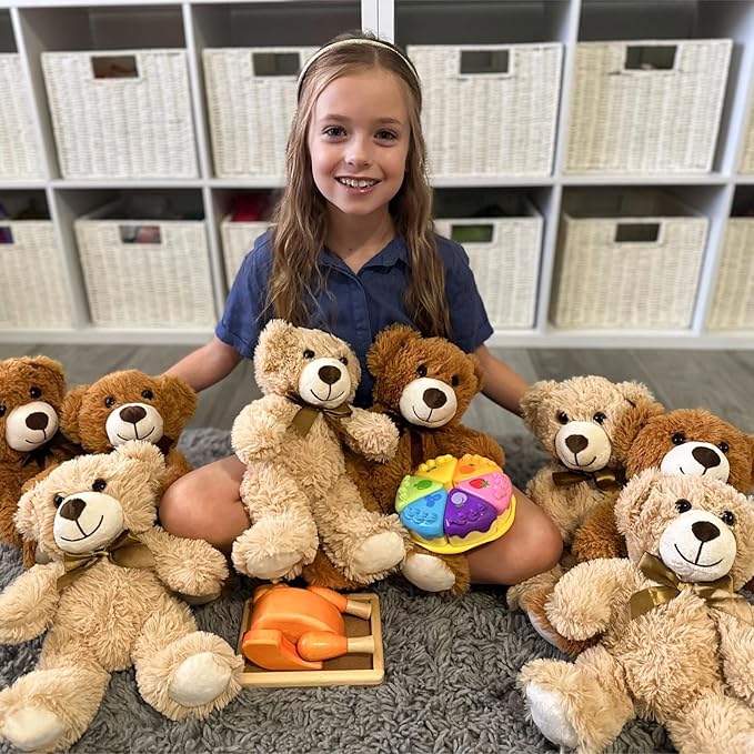 MorisMos Teddy Bear Stuffed Animal Bulk 12 Packs, 14'' Teddy Bears Bulk for Baby Shower, Small Teddy Bears in Bulk for Kids, Girls, Birthday, Valentines, Christmas