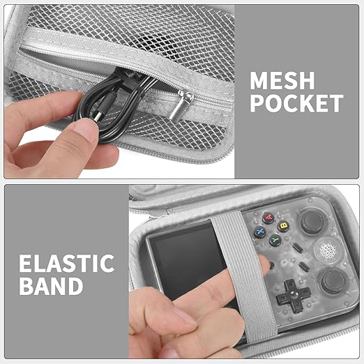 PAIYULE Travel Case Compatible with RG353V/ RG353VS/ R36S Retro Handheld Game Console, Handheld Emulator Storage Holder Organizer, Android Game Console Carrying Bag (Grey) (Box Only)