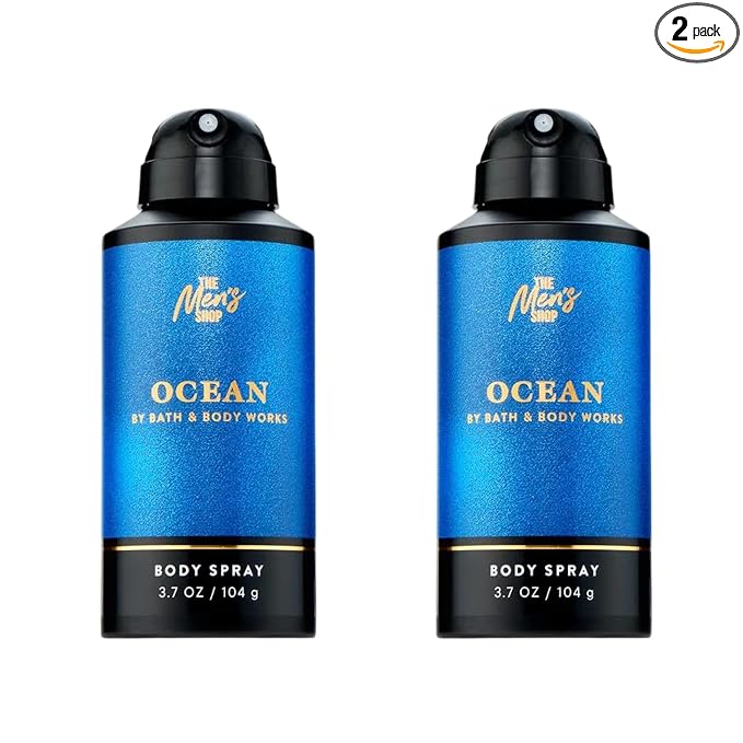 Bath & Body Works Body Spray for Men, Ocean Scent, Men’s Spray with Long-Lasting Personal Fragrance, Fresh Coastal Air & Cypress Scent, 3.7 oz - 2 Pack