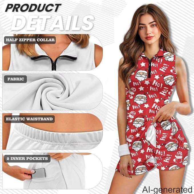 Golf Dress Tennis Dresses for Women with Built in Shorts and Pockets Sleeveless Athletic Dress Workout Dress