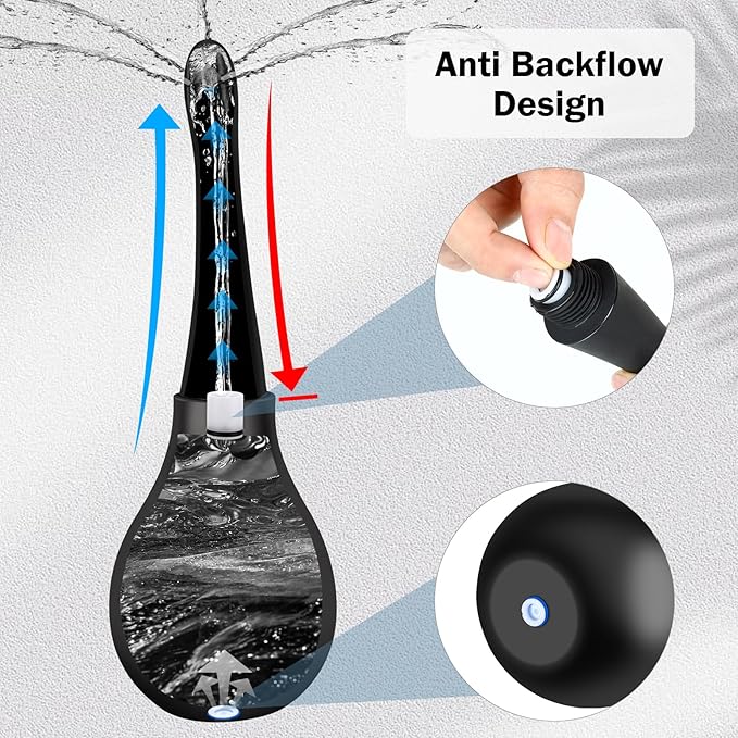 Anal Douche Enema Kit Anti Backflow Enema Bulb with Lube for Men & Women
