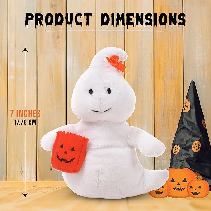 Spooky Halloween Ghost Stuffed Animal - Hauntingly Adorable Soft Ghost Plush Toy - Perfect Halloween Decor & Gift for All Ages - Limited Edition Collectible - 7 inch (Haunting Ghost)