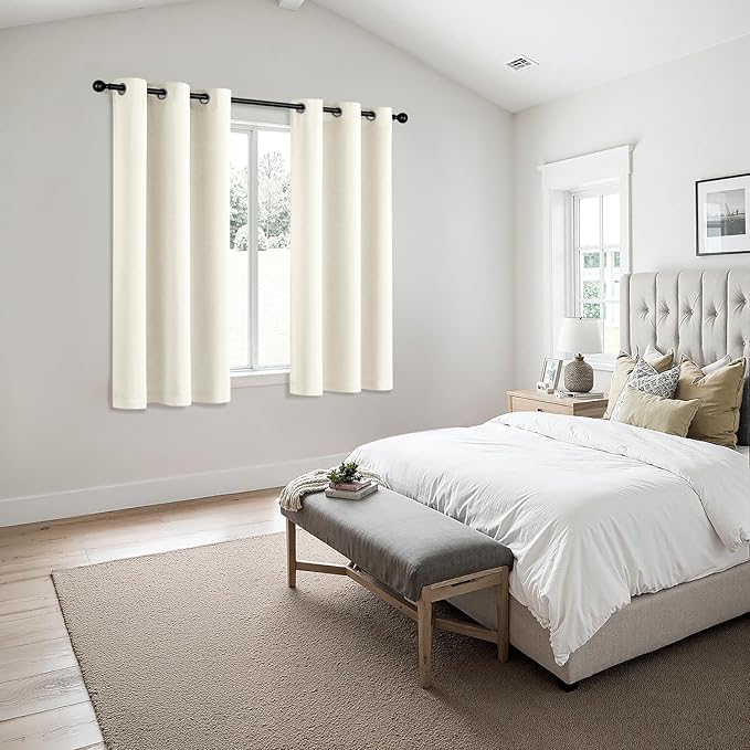 MIULEE Blackout Curtains for Bedroom 2 Panels 40 x 54 Inch Long Cream | Thermal Insulated, Living Room Darkening Grommet Drapes, Noise Reducing, Light Blocking Window Treatments