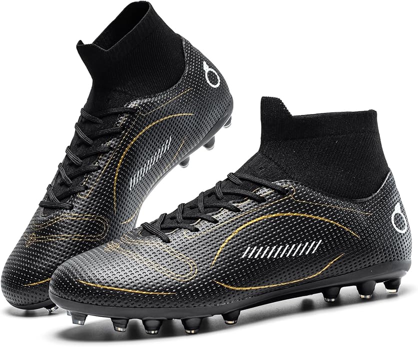 Kids Soccer Cleats Boys Girl Football Cleats Youth Turf Soccer Cleats High Top Athletic Outdoor Trainning Football Shoes for Little/Big Kid