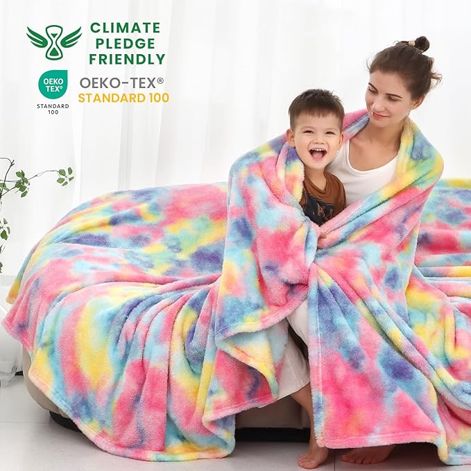 Colorful Fleece Throw Blanket, Cozy Soft Lightweight Throw Blankets, Warm Plush Soft Flannel Blanket for Sofa Couch Bed Home Decor, Camping Travel Picnic Outdoor Blanket Bedding for Women, 60x80 in