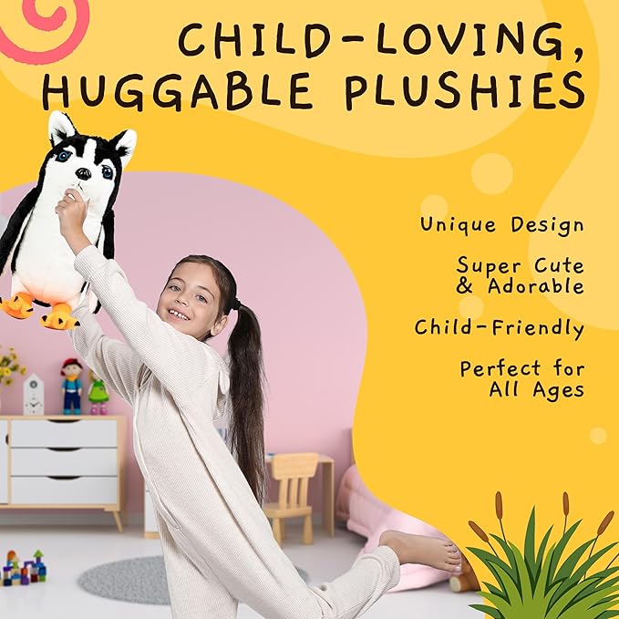 Randimals Plush Toy Stuffed Animal Mix - Penguin & Husky Dog Hybrid Stuffed Animals for Girls & Boys - Huggable & Soft Animal Characters Cute Plushies - Unique Toys for Discovery & Adventure