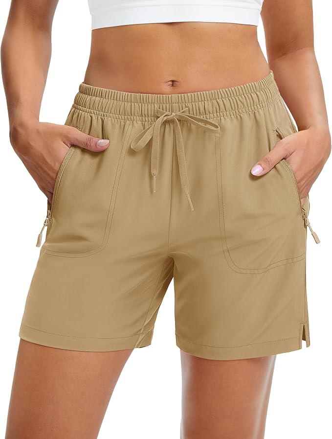 MAGCOMSEN Women's 5" Hiking Shorts UPF 50+ Quick Dry Lightweight Athletic Running Golf Summer Casual Shorts with Pockets