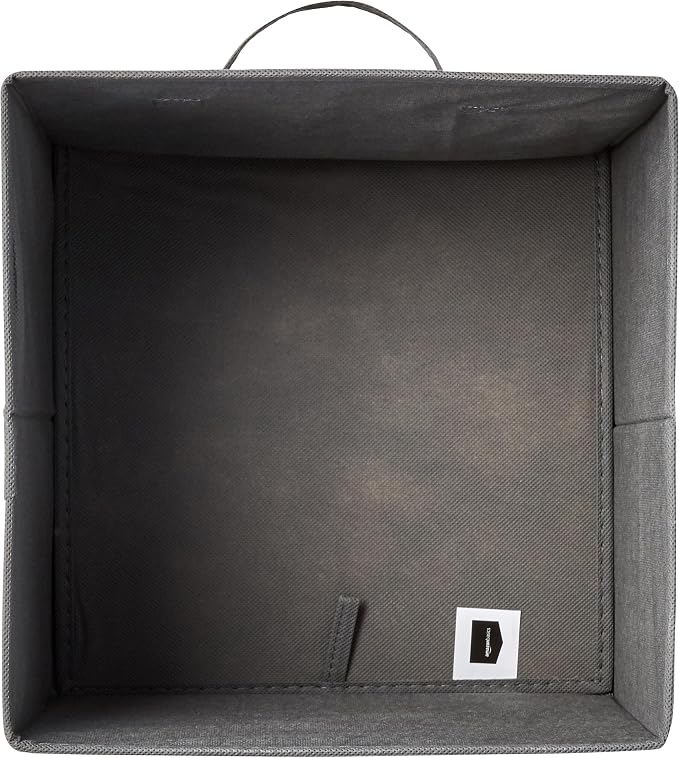Amazon Basics Collapsible Fabric Storage Cube Bins Organizer with Handles for Organizing, Sturdy, Gray, 13 x 13 x 13 inch, 6-Pack