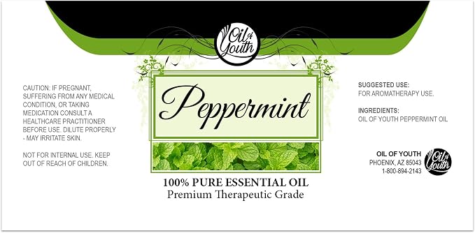 Oil of Youth Pure Peppermint Essential Oil 16 oz Big Bottle for Spray, Diffuser, Cleaning, Hair, and Massage