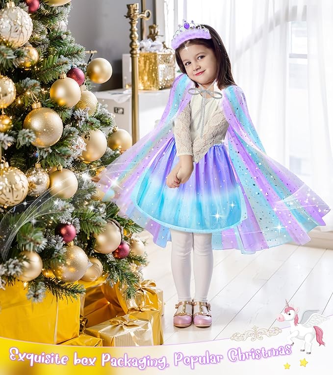 Princess Dress Up, Dress Up Clothes for Girls Princess Toys Set with Princess Capes Princess Shoes Princess Dress Jewelry, Birthday Christmas Gifts for Toddles Girls 3 4 5 6 Years