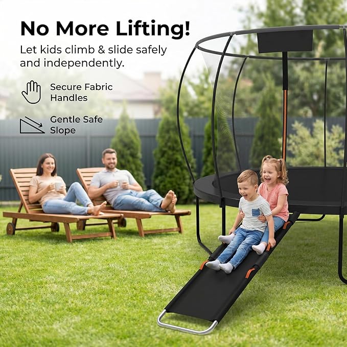 Gardenature Trampoline Slide Universal Trampoline Ladder with Handles for Toddler Strong Tear Resistant Fabric Climber Trampoline Accessories for Kids