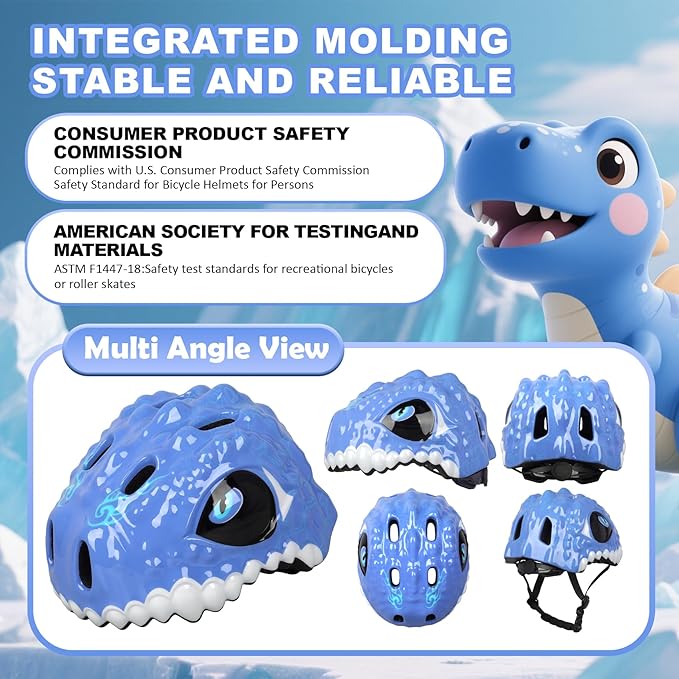 Toddler Kids Bike Helmet,3D Dinosaur Helmets for Boys Girls Infant/Baby to Children 1/2/3/4/5/6/7/8 Years Old Lightweight Adjustable Multi-Sports Bicycle Scooter Skateboard Skating Cycling