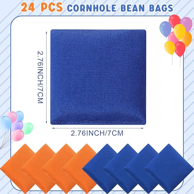 Sotiff 24 Pcs Bean Bags Mini Nylon Cornhole Bean Bags for Kids Tossing Fun Sports Outdoor Family Games Carnival Toy Patriotic Small Beanbag Hand Toss Party Game Supplies for Kid Adult (Blue, Orange)