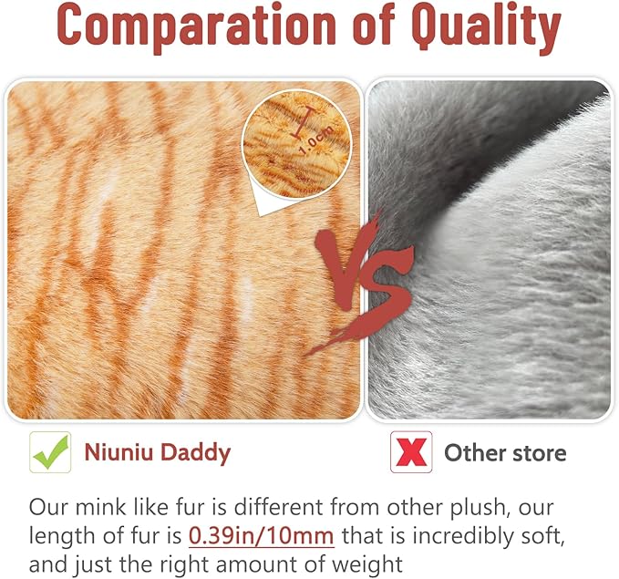 Niuniu Daddy 20" | 3.3 Pound Weighted Cat Stuffed Animals for Adults, Orange Cat Plush Toy for Toddler Teens Kids, Large Orange Kitty Plushy Pillow with Soft Fur for Present Christmas Birthday