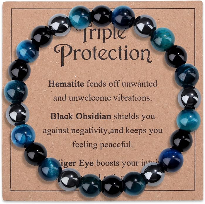 MAIBAOTA Healing Crystal Bracelet for Women Empath Protection & Safe Travel & Anxiety Relief Bracelet - New Beginnings Lucky Charms for Travel/New Job/Next Chapter