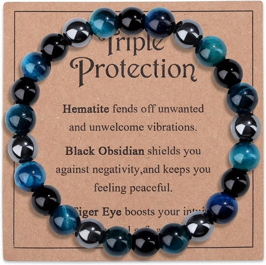 MAIBAOTA Healing Crystal Bracelet for Women Empath Protection & Safe Travel & Anxiety Relief Bracelet - New Beginnings Lucky Charms for Travel/New Job/Next Chapter