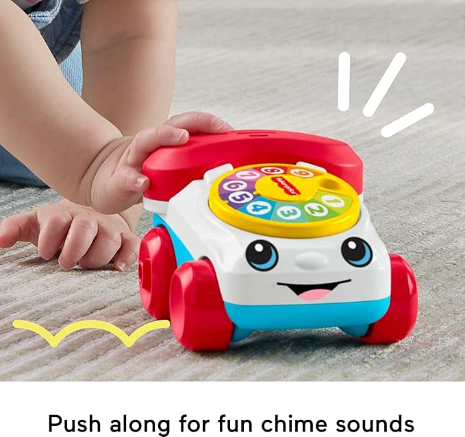 Fisher-Price Baby Toy Chatter Telephone Vehicle Push-Along with Sounds for Crawling Developmental Play Infants Ages 6+ Months