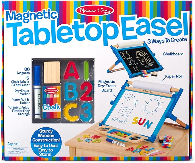 Melissa & Doug Deluxe Double-Sided Tabletop Easel, Arts & Crafts, 42 Pieces, 17.5” H x 20.75” W x 2.75” L, Great Gift for Girls and Boys 3, 4, 5 Year Olds and Up