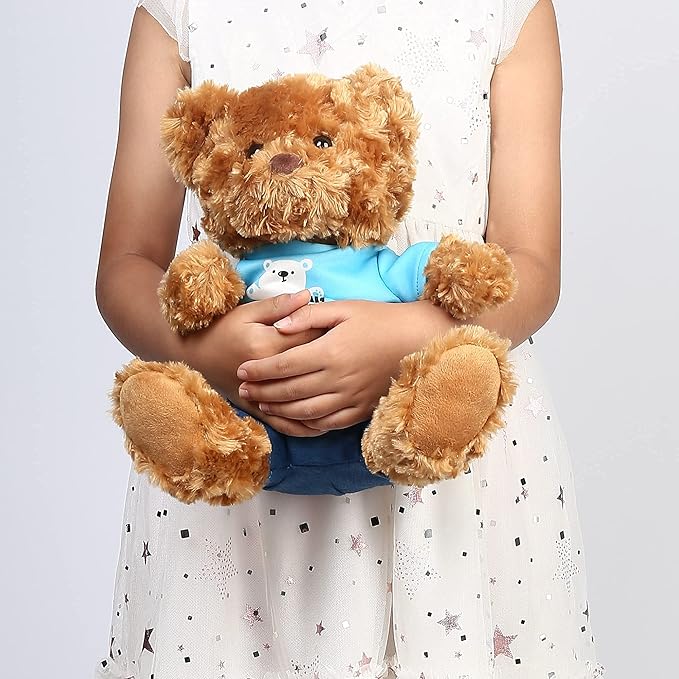 LotFancy Teddy Bear Stuffed Animal, with Removable Clothes, 10 Inch Cute Baby Boy Bear Plush, Plushies Toy for Kids, Baby Shower Decoration, Easter Gift, Brown