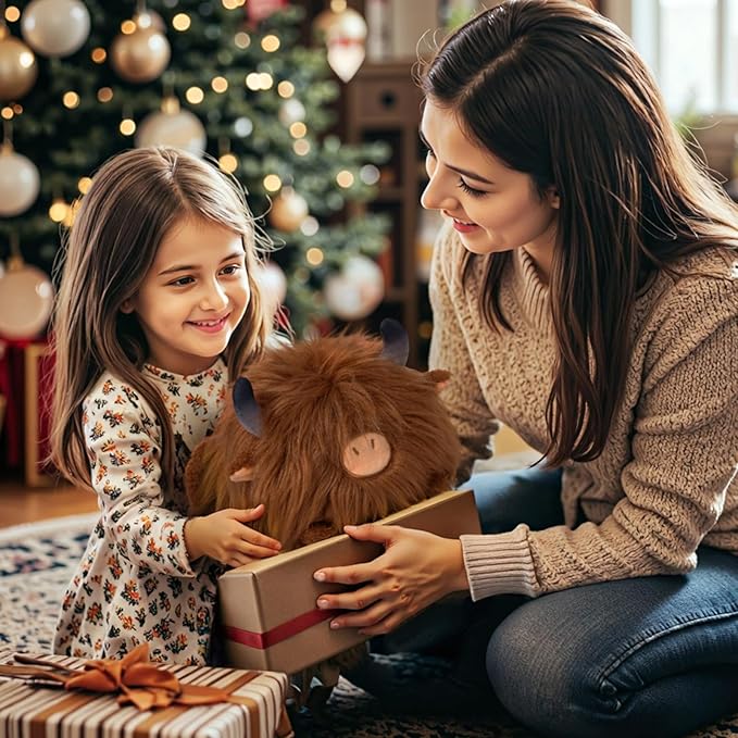 Mewaii Cute Highland Cow Plush, Kawaii Plushies Cow Stuffed Animal, Highland Cow Toy Pillow, Soft Squishy Gifts for Girls (16 Inch)