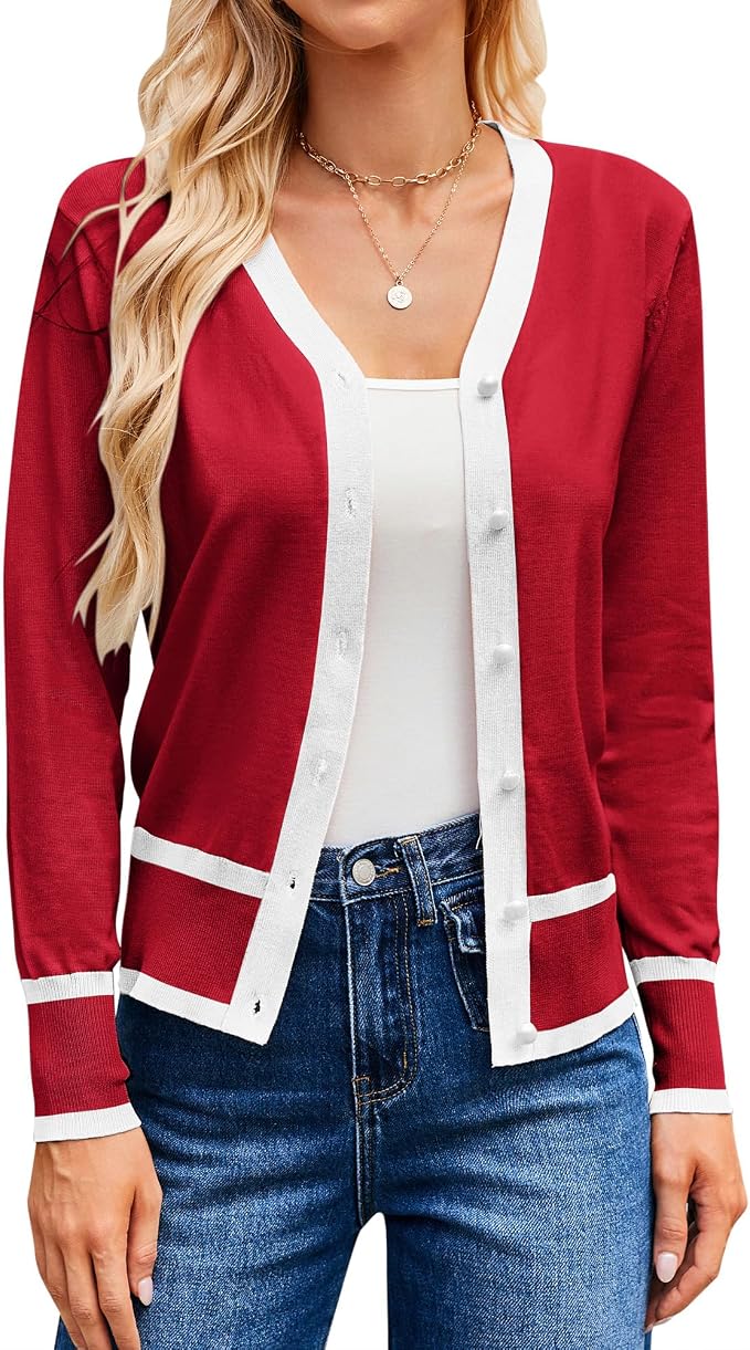 GRACE KARIN Cardigan Sweaters for Women Lightweight Long Sleeve Cropped Cardigan Summer Fall Fashion Clothing Outfits Shrug