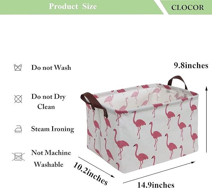CLOCOR Rectangular Storage Bin,Waterproof Gift Baskets,Room Decor (Flamingo)