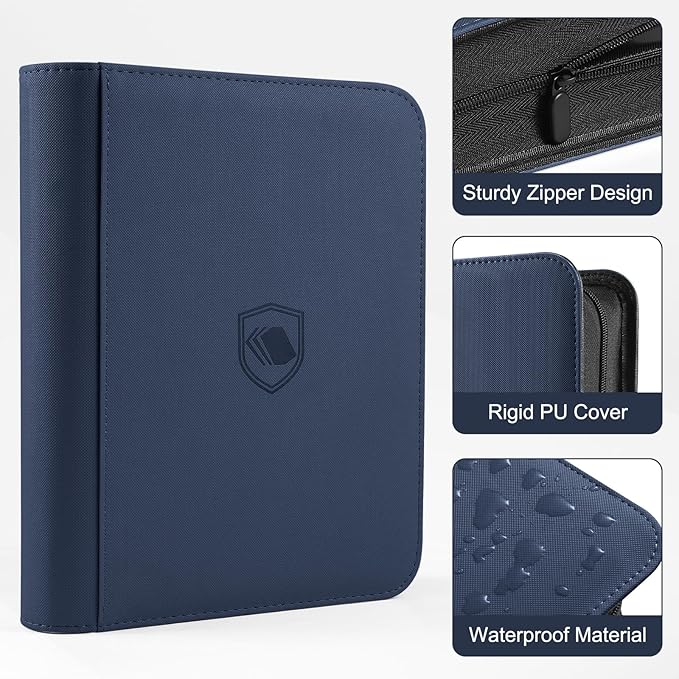 Toploader Binder, Holds 360 Toploaders, 100 Toploaders INCLUDED, 9-Pocket PU Cover Top Loader Binder for 3" x 4" Rigid Toploader, Ringless Double-Sided Toploader Card Binder for TCG, Sport Cards