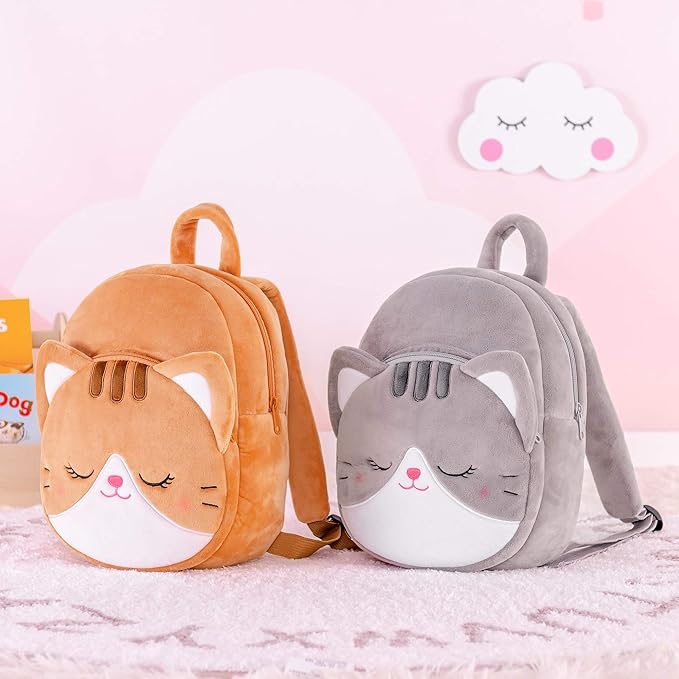 Lazada Cat Toddler Backpack Plush Backpack Toddler Girls Backpack Cat Animal Kids Backpacks for Girls Kitty Plush Backpack for Baby Girls Gray 11-inch