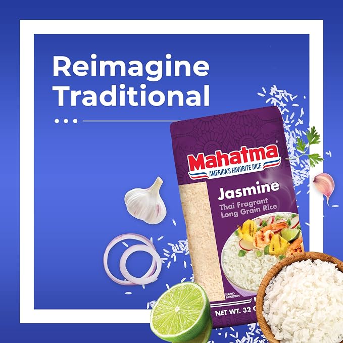 Mahatma Jasmine,2lb Bag of Rice,Thai,Indian,or Cambodian Fragrant Flavored Rice,Stovetop or Microwave (Pack of 2)