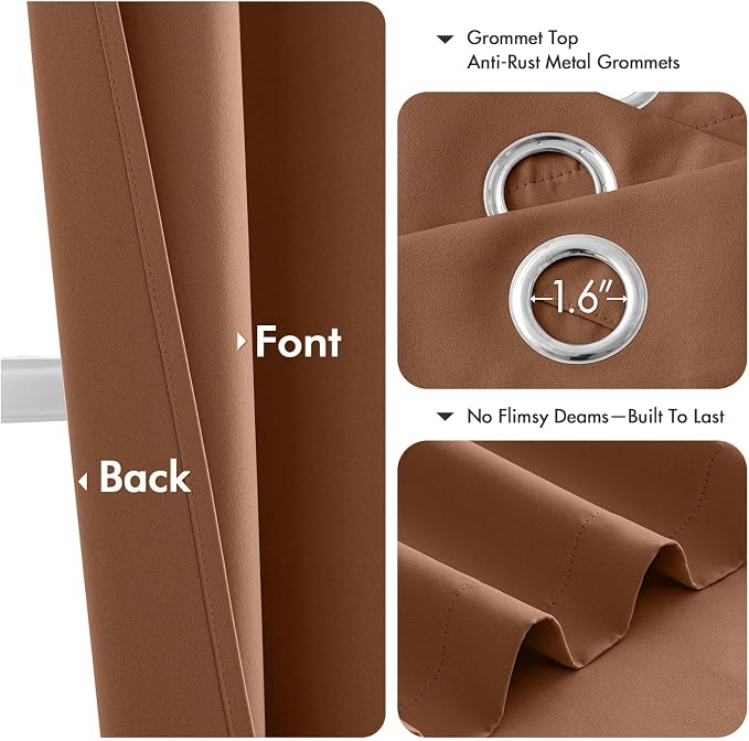 MIULEE Blackout Curtains for Bedroom 2 Panels 40 x 54 Inch Long Sun Baked | Thermal Insulated, Living Room Darkening Grommet Drapes, Noise Reducing, Light Blocking Window Treatments