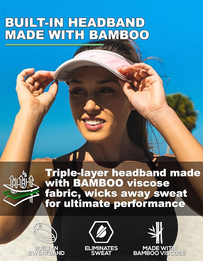 Sport Visor for Women. Sweat‑Wicking Visor for Running, Pickleball, Tennis & Golf. Lightweight & Adjustable Fit